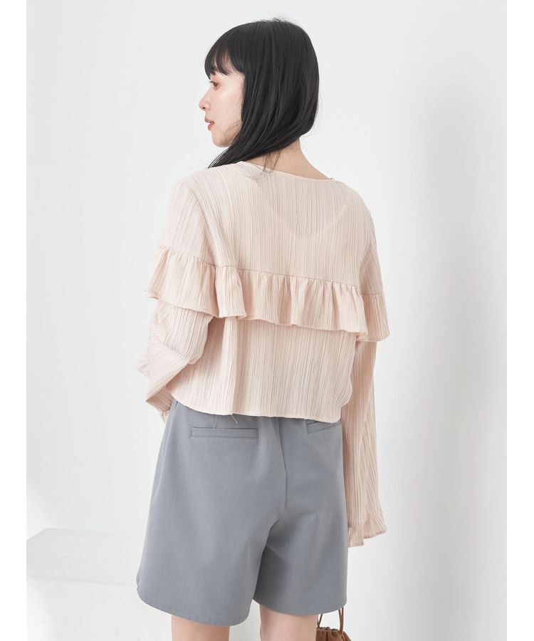 earth music&ecology「フリル切替えショートブラウス」|シャツ・ブラウス|