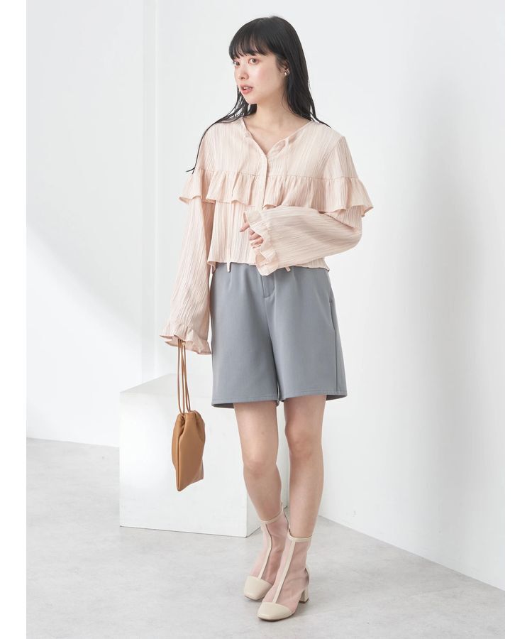 earth music&ecology「フリル切替えショートブラウス」|シャツ・ブラウス|