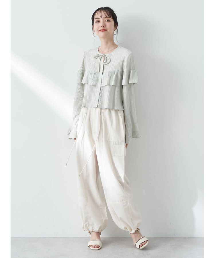 earth music&ecology「フリル切替えショートブラウス」|シャツ・ブラウス|