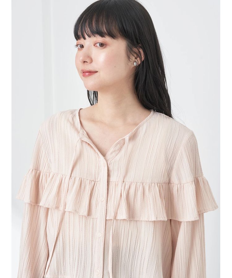 earth music&ecology「フリル切替えショートブラウス」|シャツ・ブラウス|