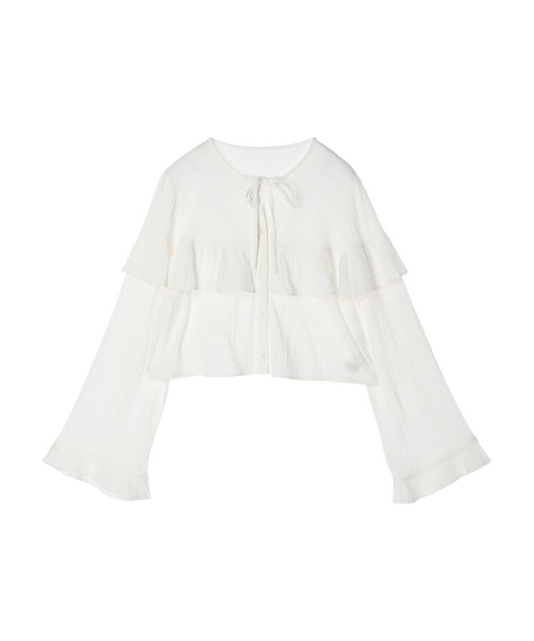 earth music&ecology「フリル切替えショートブラウス」|シャツ・ブラウス|
