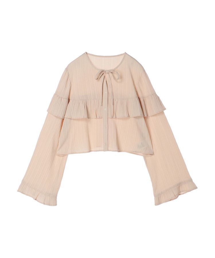 earth music&ecology「フリル切替えショートブラウス」|シャツ・ブラウス|