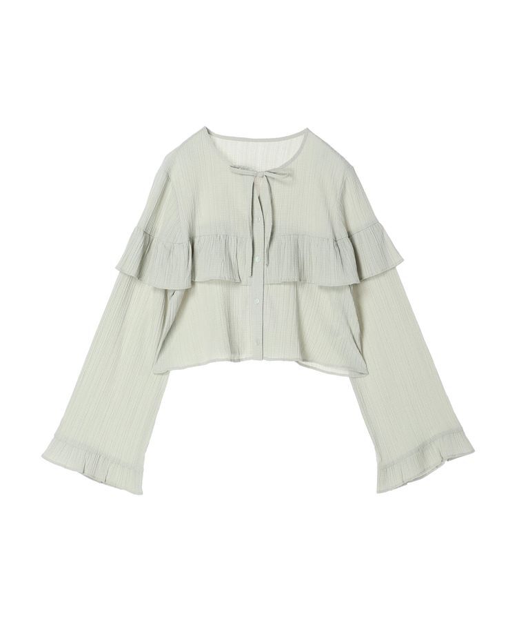 earth music&ecology「フリル切替えショートブラウス」|シャツ・ブラウス|