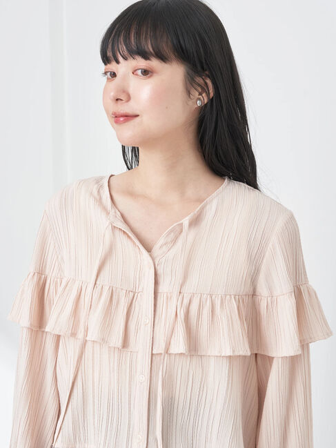 earth music&ecology「フリル切替えショートブラウス」|シャツ・ブラウス|