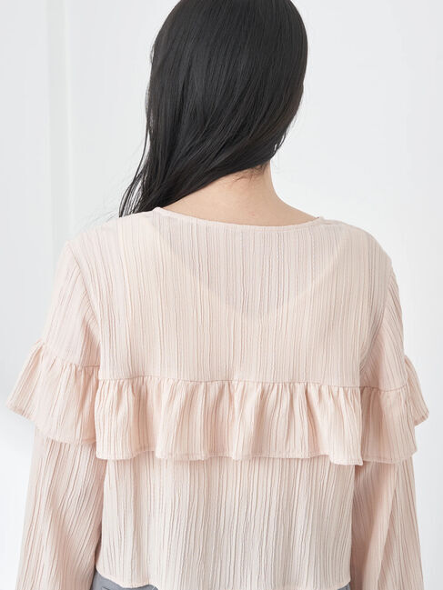 earth music&ecology「フリル切替えショートブラウス」|シャツ・ブラウス|