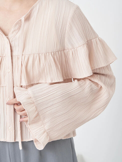 earth music&ecology「フリル切替えショートブラウス」|シャツ・ブラウス|