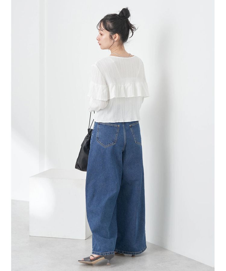 earth music&ecology「フリル切替えショートブラウス」|シャツ・ブラウス|