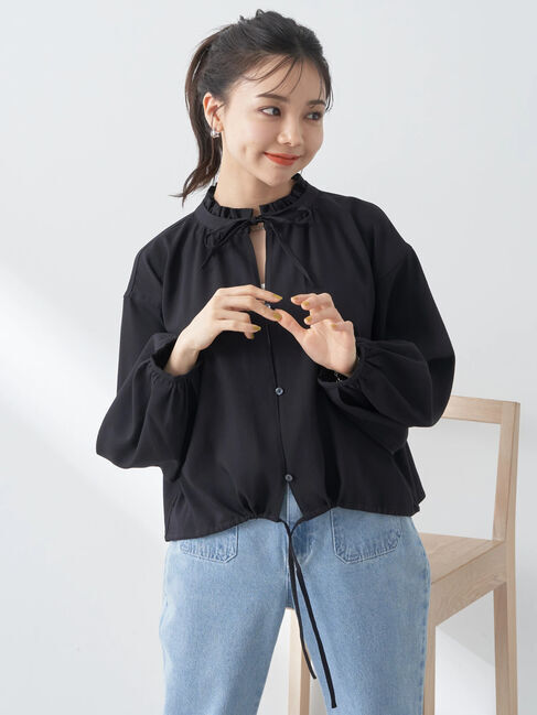earth music&ecology「カフタンフリルブラウス」|シャツ・ブラウス|Black