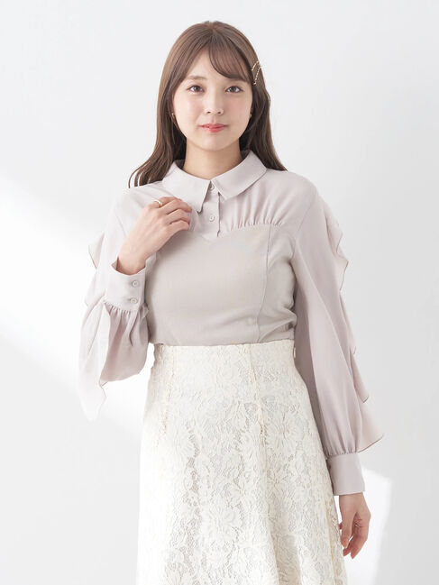 earth music&ecology「ドッキングフリルシャツ見えプルオーバー」|Tシャツ・カットソー|