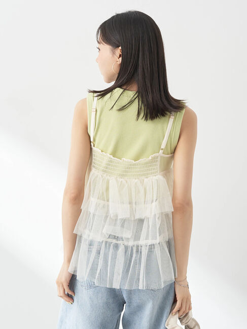 earth music&ecology「チュールティアードフリルキャミソール」|ベスト・ジレ|