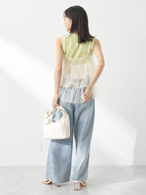 earth music&ecology「チュールティアードフリルキャミソール」|ベスト・ジレ|