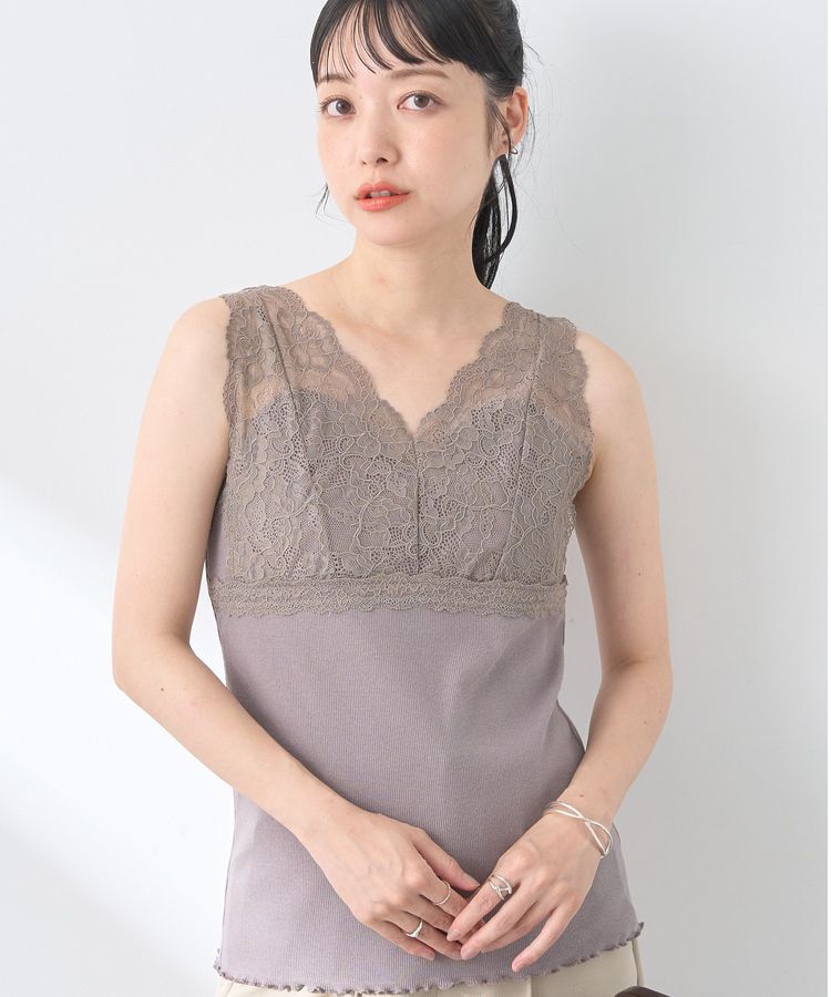 earth music&ecology「2WAYレースタンクトップ」|インナー|Mocha