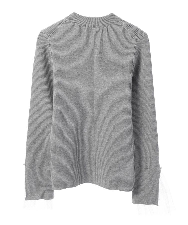 earth music&ecology「スリットチュールスリーブニットプルオーバー」|ニット・セーター|