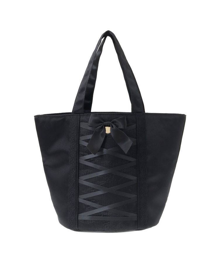 Maison de FLEUR「レースアップリボントートバッグ」|トートバッグ|ブラック