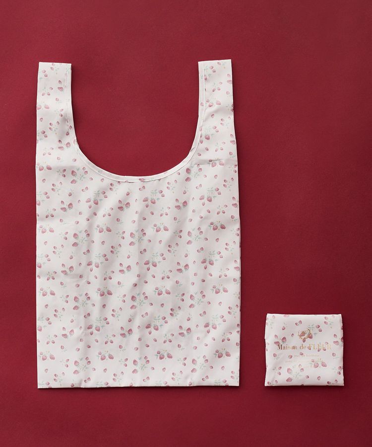 Maison de FLEUR「いちごプリントエコバッグ」|その他|ライトピンク