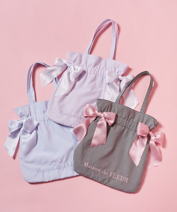 Maison de FLEUR「ギンガムチェックダブルリボントートバッグ」|トートバッグ|