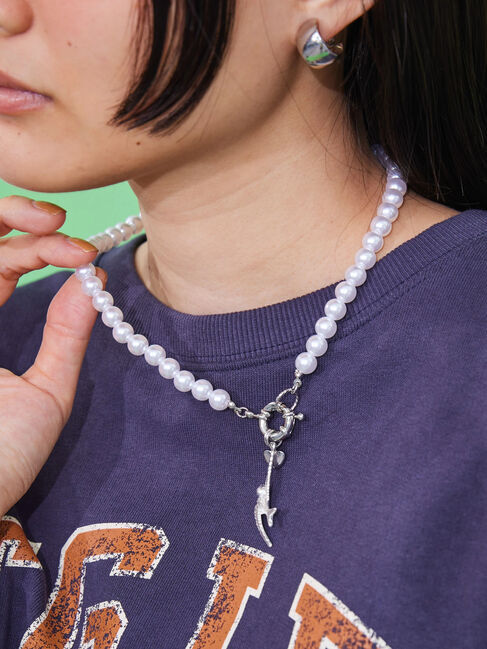  「パールBIGチャーム(BIRD)」|ネックレス|シルバー