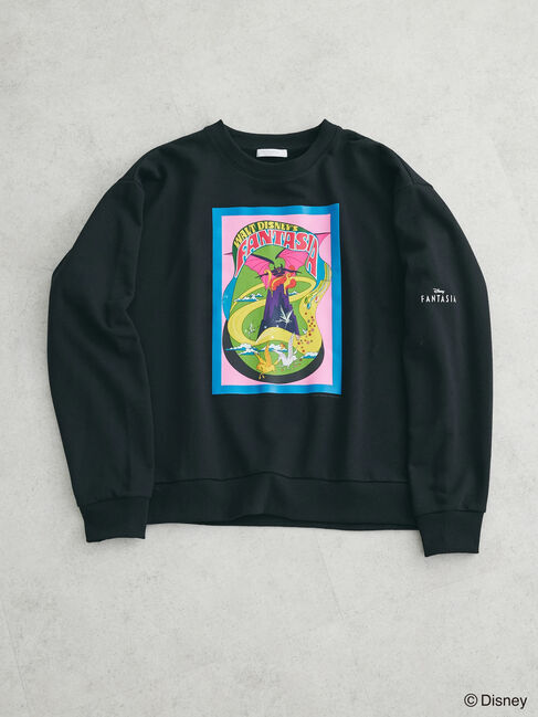 Green Parks「FANTASIA/ポスタープリント裏毛プルオーバー」|Tシャツ・カットソー|Black