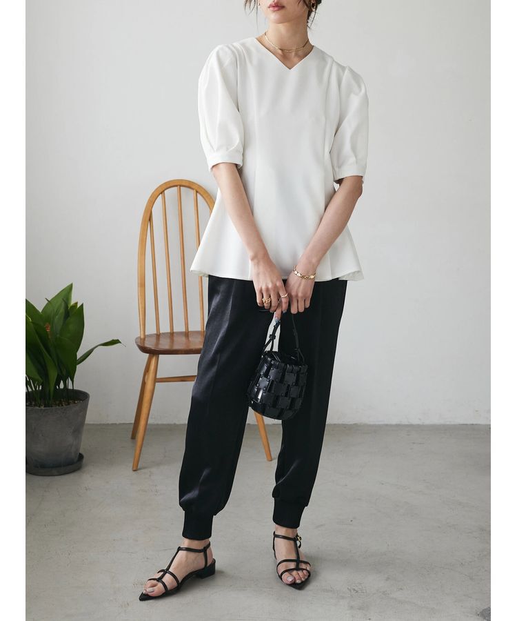 AnriettMusee「パフスリーブペプラムブラウス」|シャツ・ブラウス|