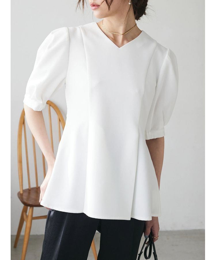 AnriettMusee「パフスリーブペプラムブラウス」|シャツ・ブラウス|