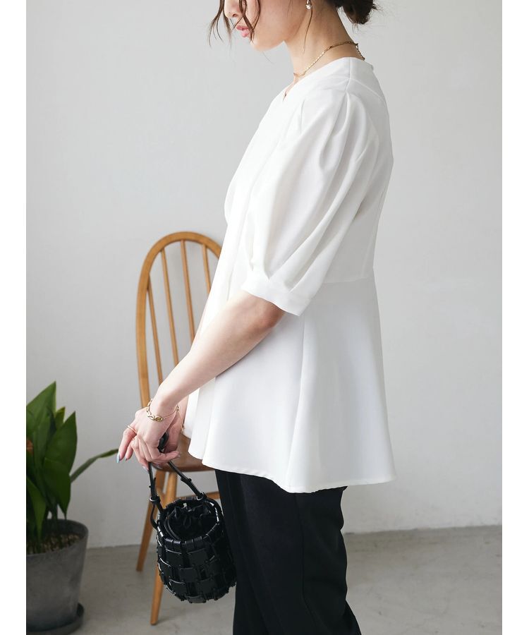 AnriettMusee「パフスリーブペプラムブラウス」|シャツ・ブラウス|