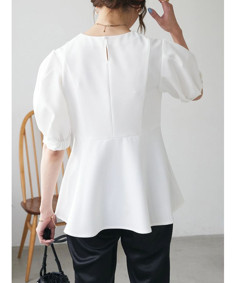 AnriettMusee「パフスリーブペプラムブラウス」|シャツ・ブラウス|