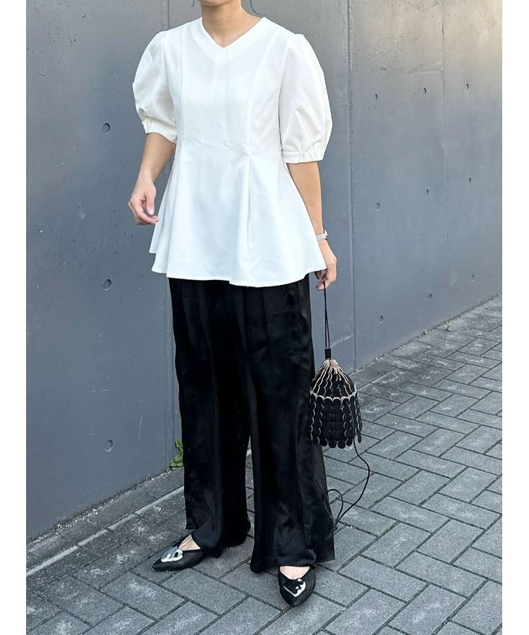 AnriettMusee「パフスリーブペプラムブラウス」|シャツ・ブラウス|