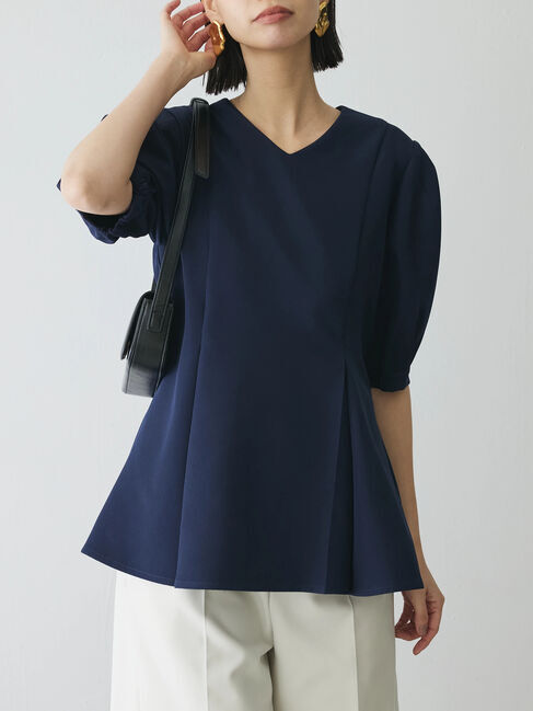 AnriettMusee「パフスリーブペプラムブラウス」|シャツ・ブラウス|