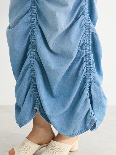 Green Parks「・SUGAR　SPOON　シャーリングデニムスカート」|スカート|