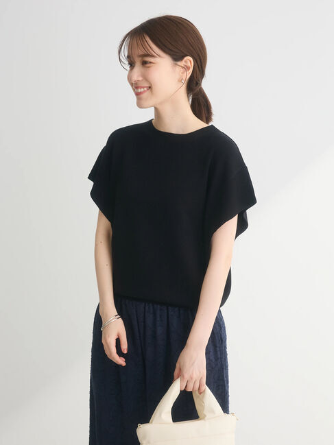 Green Parks「推しニット　フレンチスリーブニットプルオーバー」|ニット・セーター|Black