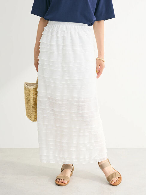 Green Parks「・ELENCARE　DUE　ティアードフリルナロースカート」|スカート|Off White