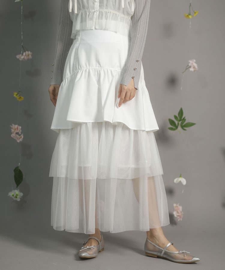 Green Parks「dazzlin ツイルチュールレイヤードスカート」|スカート|