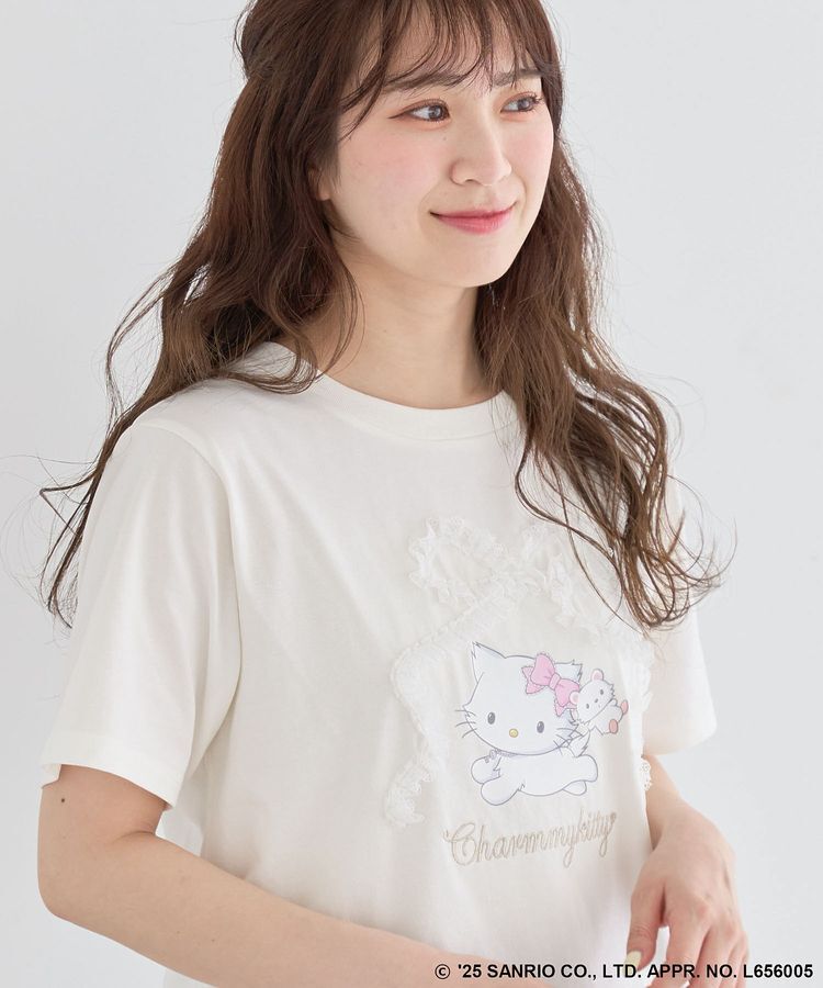 Green Parks「チャーミーキティ/レースリボンプリントTシャツ」|Tシャツ・カットソー|