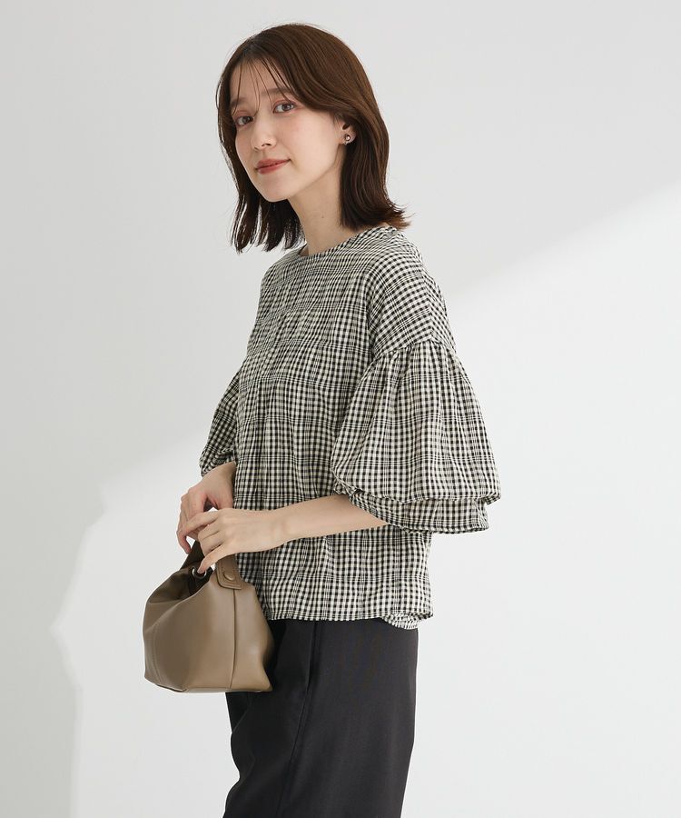 armonia「前後2way袖バルーンギンガムチェックブラウス」|シャツ・ブラウス|