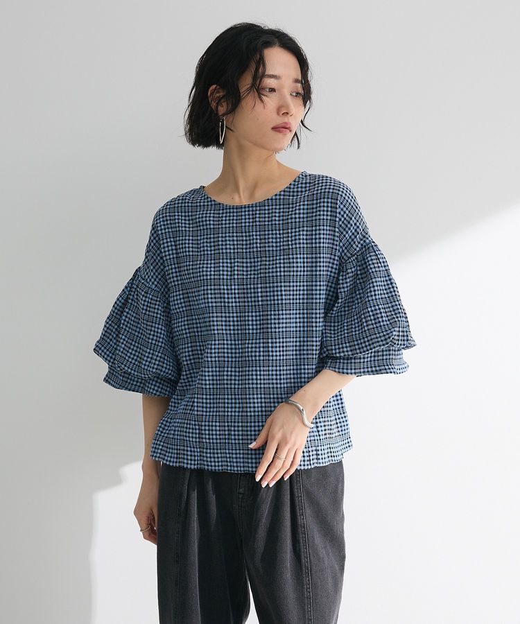 armonia「前後2way袖バルーンギンガムチェックブラウス」|シャツ・ブラウス|