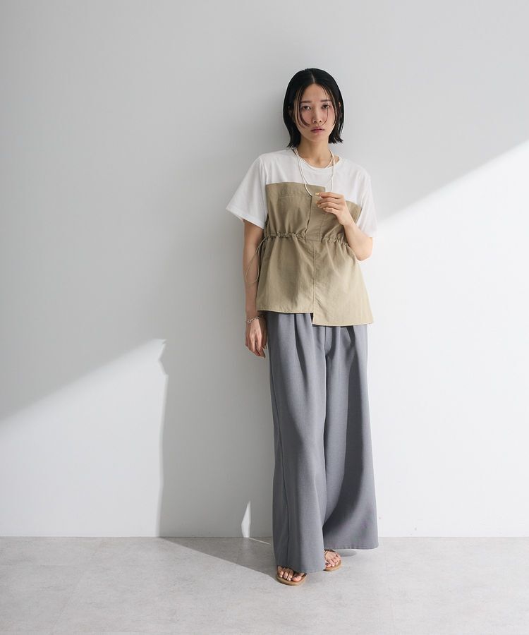 Green Parks「ビスチェドッキングドロスト5分袖プルオーバー」|Tシャツ・カットソー|