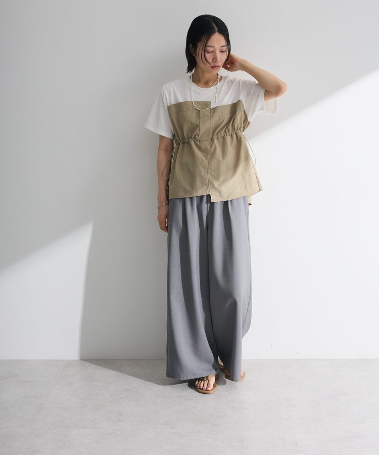 Green Parks「ビスチェドッキングドロスト5分袖プルオーバー」|Tシャツ・カットソー|