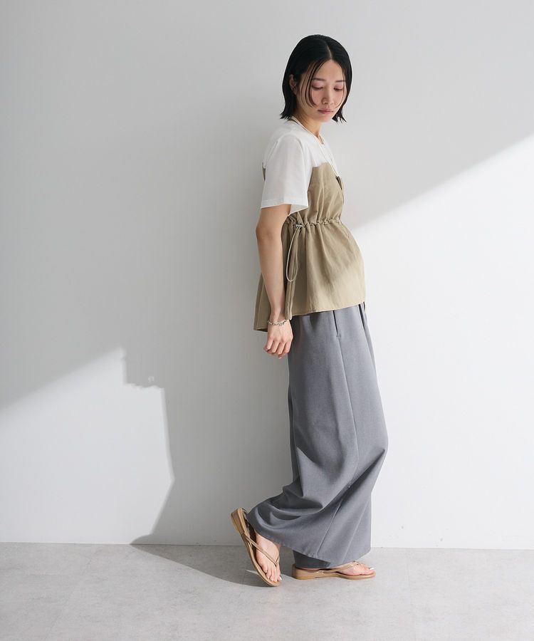 Green Parks「ビスチェドッキングドロスト5分袖プルオーバー」|Tシャツ・カットソー|