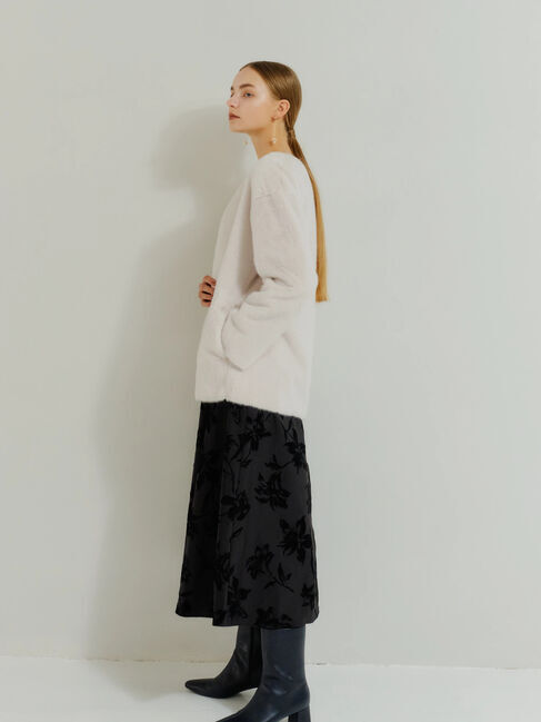 YECCA VECCA「フェイクファーコート」|ノーカラーコート|