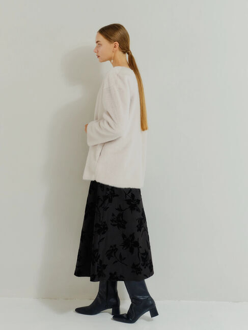 YECCA VECCA「フェイクファーコート」|ノーカラーコート|