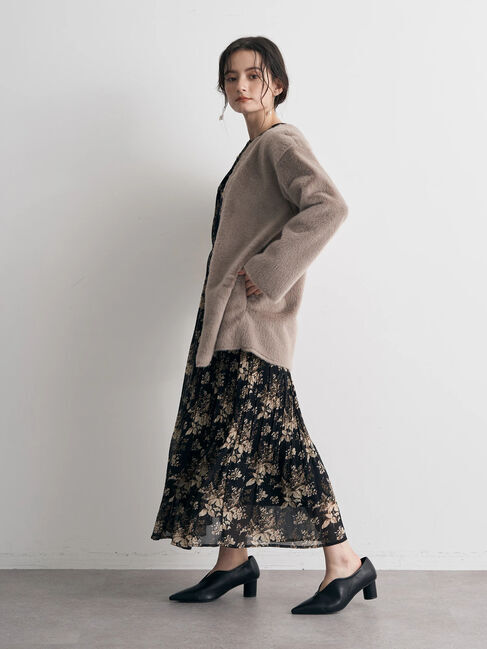 YECCA VECCA「フェイクファーコート」|ノーカラーコート|