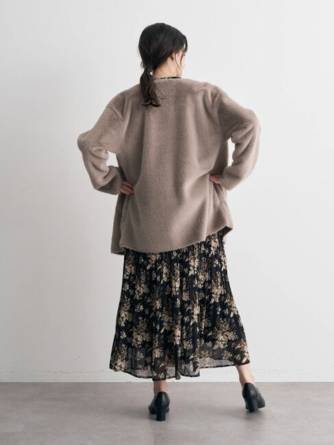 YECCA VECCA「フェイクファーコート」|ノーカラーコート|