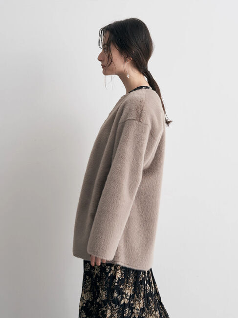 YECCA VECCA「フェイクファーコート」|ノーカラーコート|