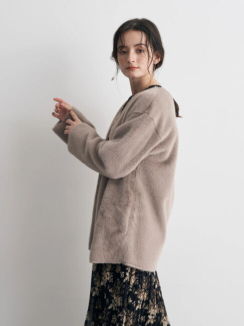 YECCA VECCA「フェイクファーコート」|ノーカラーコート|