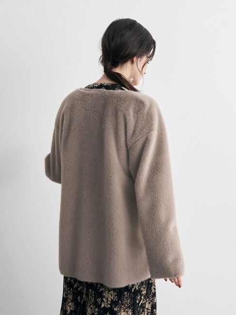 YECCA VECCA「フェイクファーコート」|ノーカラーコート|