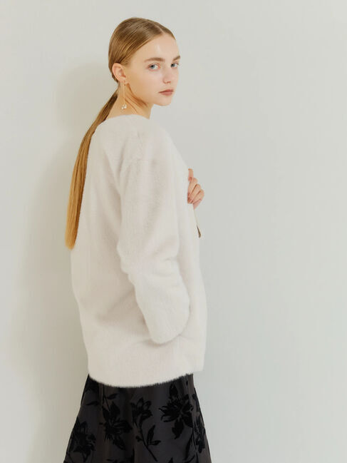 YECCA VECCA「フェイクファーコート」|ノーカラーコート|