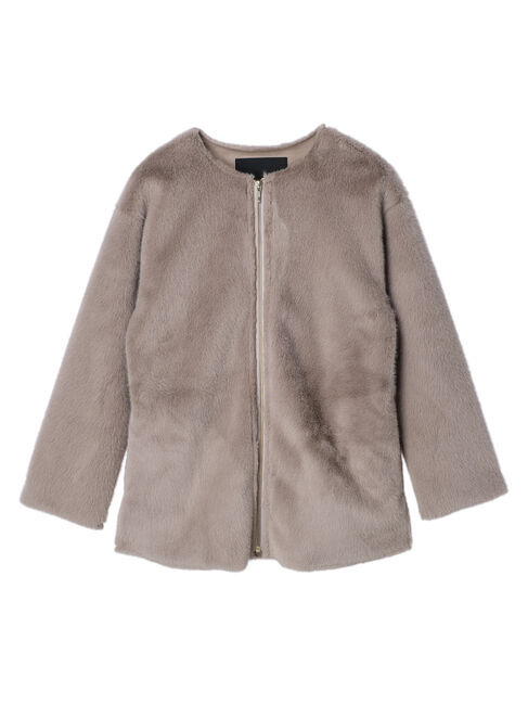 YECCA VECCA「フェイクファーコート」|ノーカラーコート|