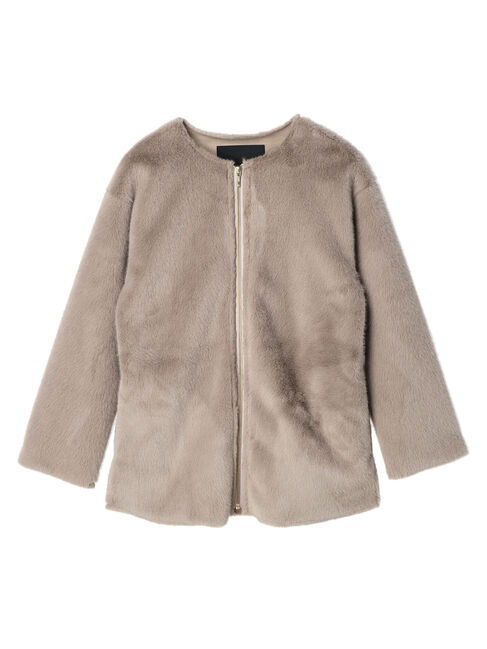 YECCA VECCA「フェイクファーコート」|ノーカラーコート|