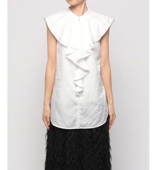 allureville「ツイルラッフルカラーノースリーブブラウス」|その他|