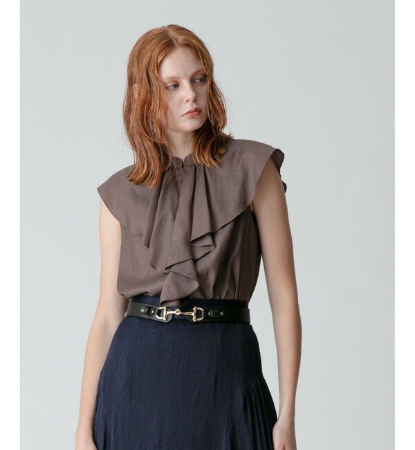 allureville「ツイルラッフルカラーノースリーブブラウス」|その他|